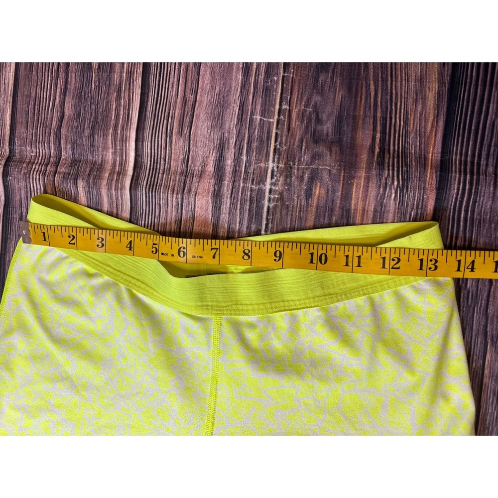 Nike Dri-FIT Leggings Womens S Neon Yellow White Geometric Print Capri 646194 - Picture 9 of 14
